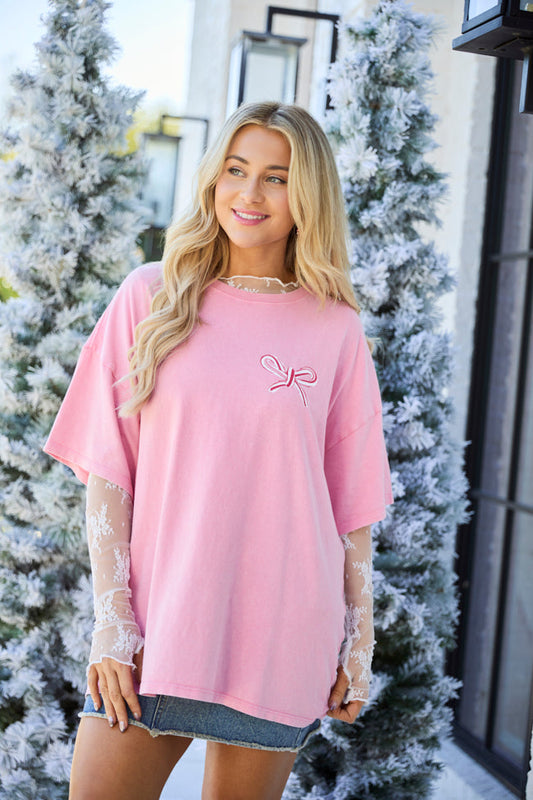 Christmas Loving Gal Pink Oversized Graphic Tee