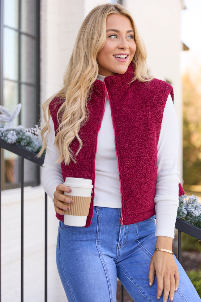 Bunny Red Sherpa Zip Vest SALE
