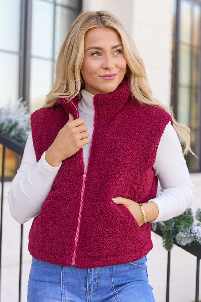 Bunny Red Sherpa Zip Vest SALE