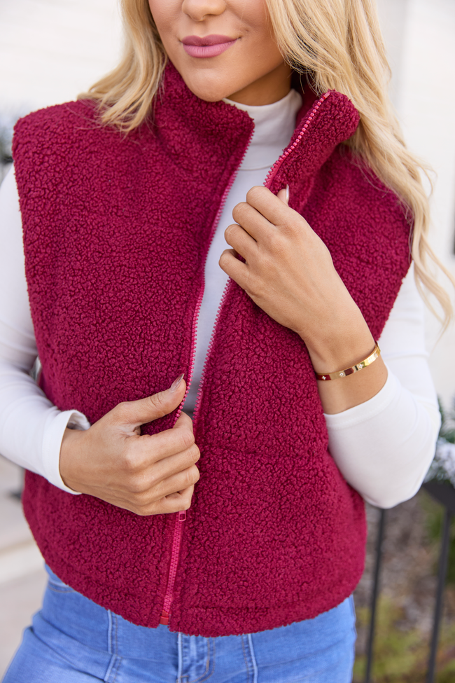 Bunny Red Sherpa Zip Vest SALE