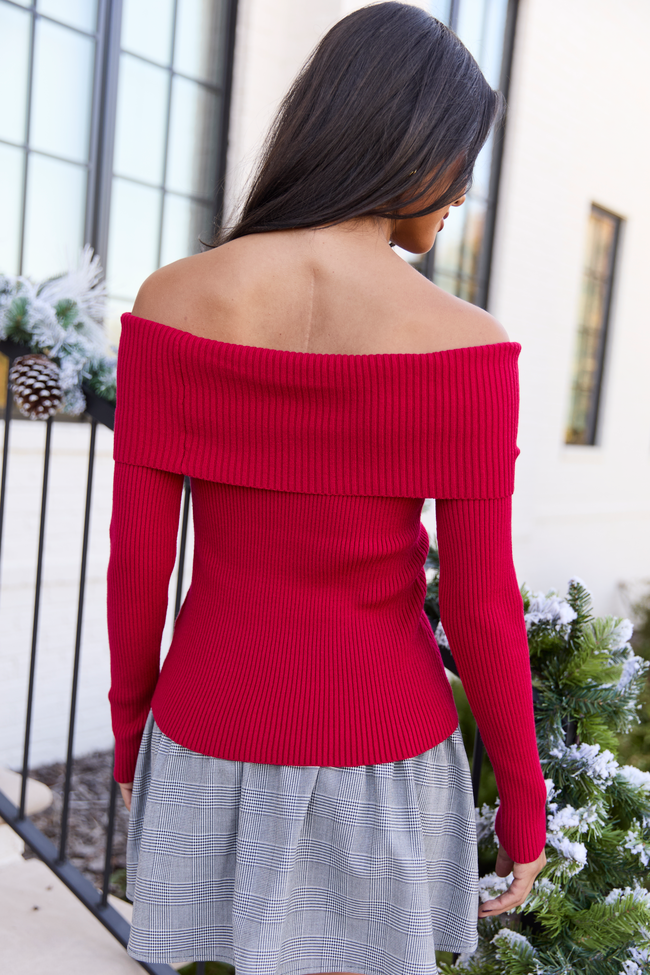 Laurel Red Twist Off Shoulder Top