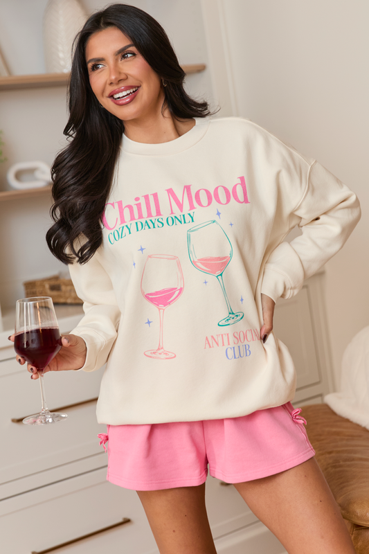 Chill Mood Cream Graphic Sweatshirt