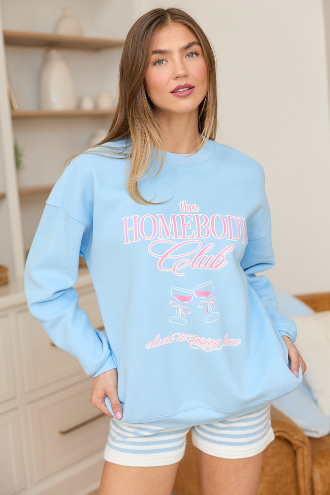 The Homebody Club Light Blue Graphic Sweatshirt