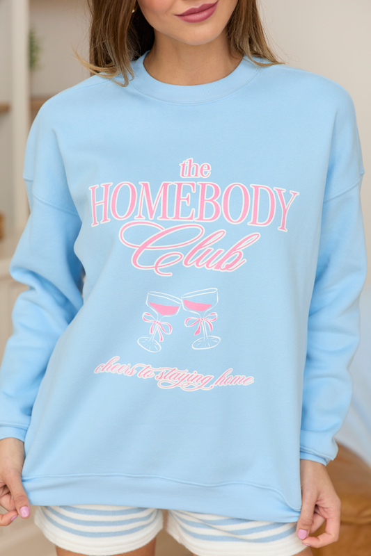 The Homebody Club Light Blue Graphic Sweatshirt