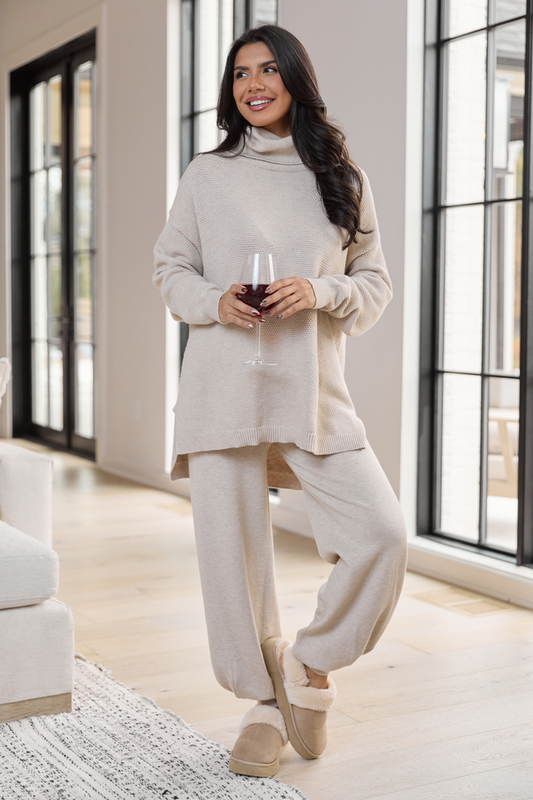 Devon Oatmeal Oversized Turtleneck Lounge Sweater SALE