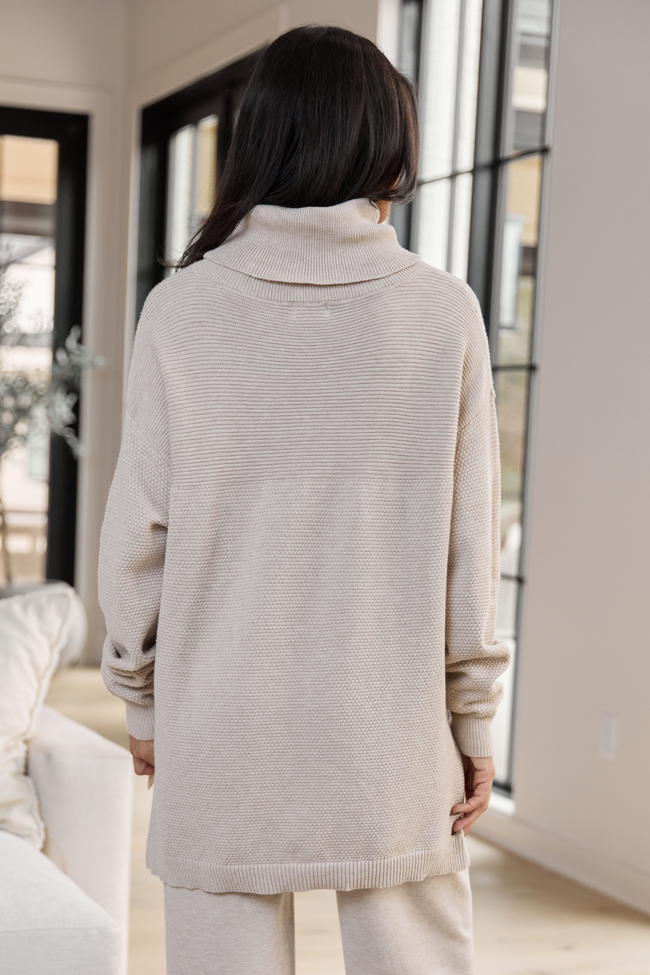 Devon Oatmeal Oversized Turtleneck Lounge Sweater SALE