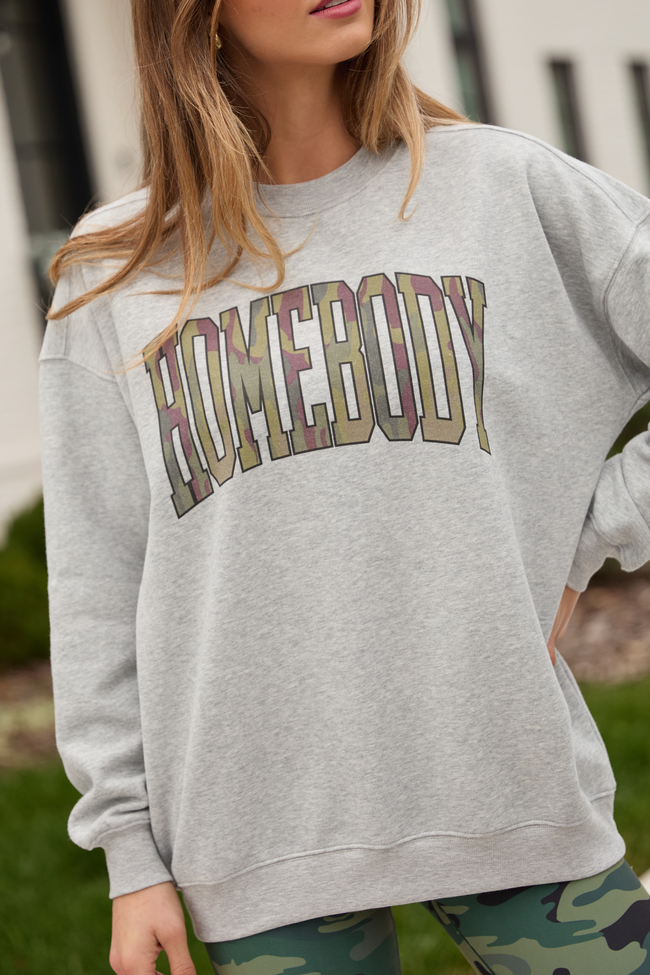 Homebody Camo Light Grey Graphic Sweatshirt