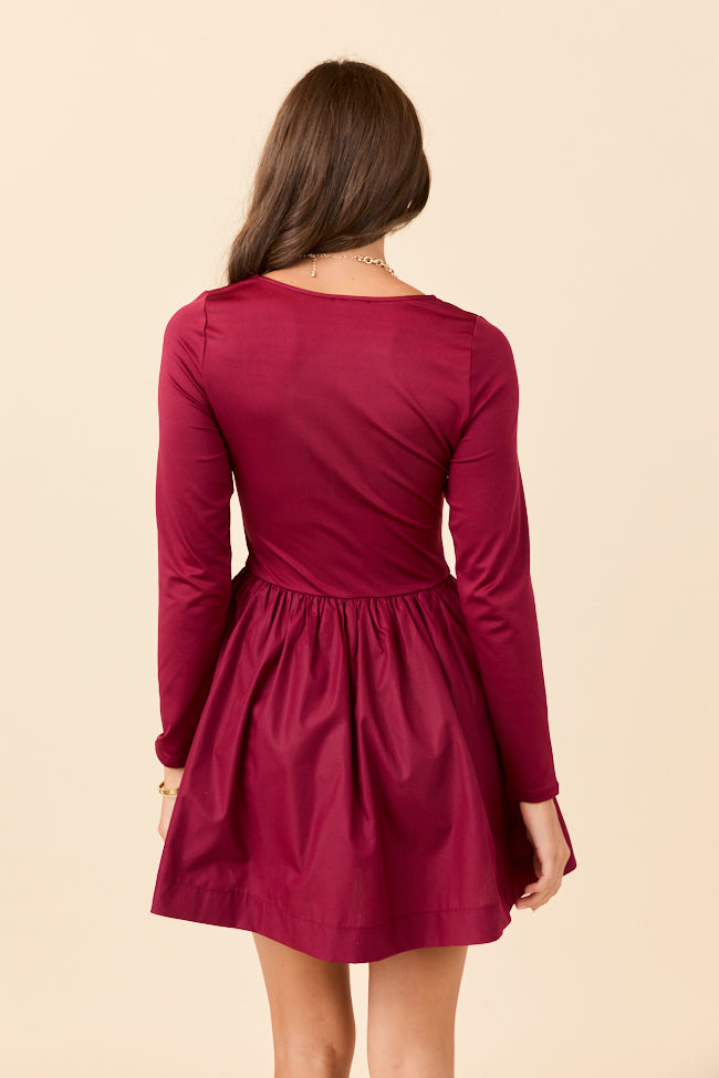 Walker Claret Drop Waist Mini Dress