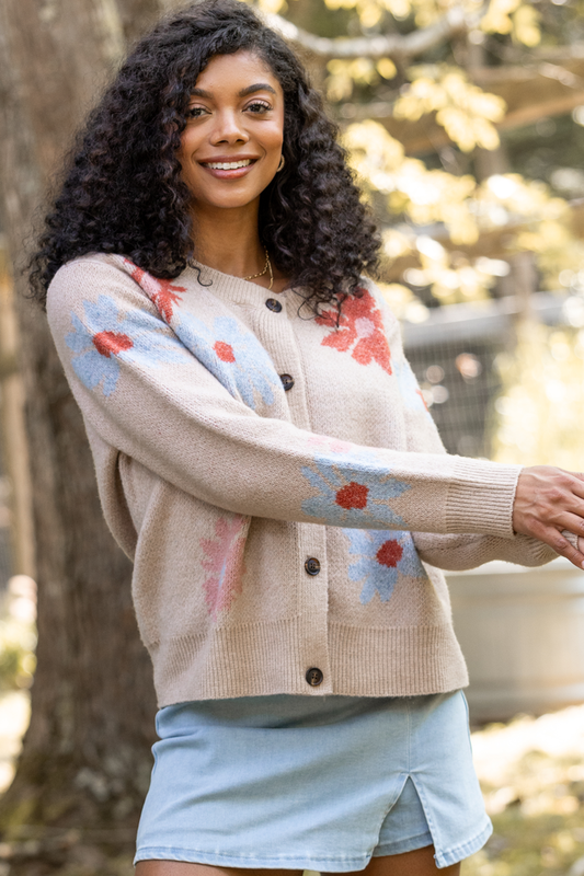 Angel Tan Floral Print Cardigan FINAL SALE