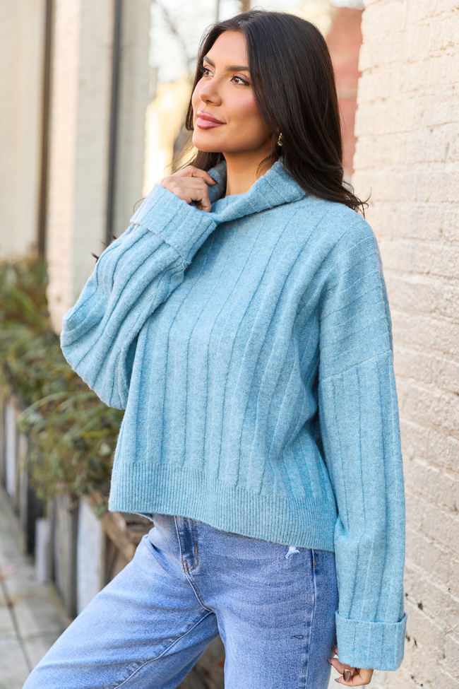 Ollie Baby Blue Cropped Turtleneck Sweater SALE