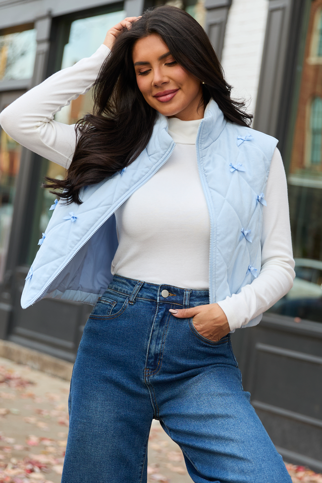 Ari Baby Blue Bow Puffer Vest SALE