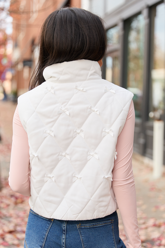 Ari Ivory Bow Puffer Vest SALE