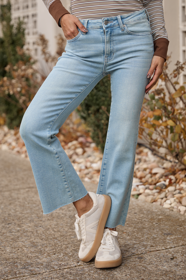 Trista Light Wash Crop Flare Jeans