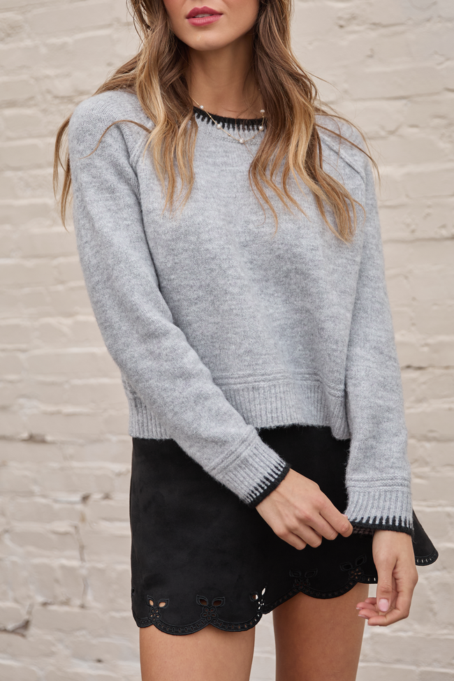 Vicky Heathered Grey Pullover Sweater SALE