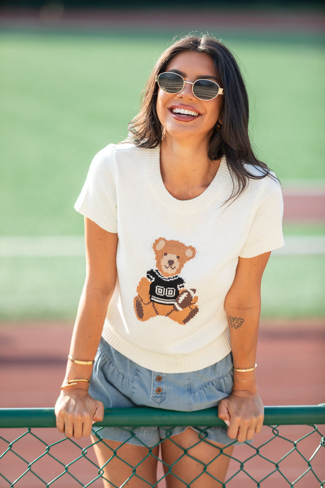 Made For Cheerin' Jersey Bear Short Sleeve Sweater FINAL SALE