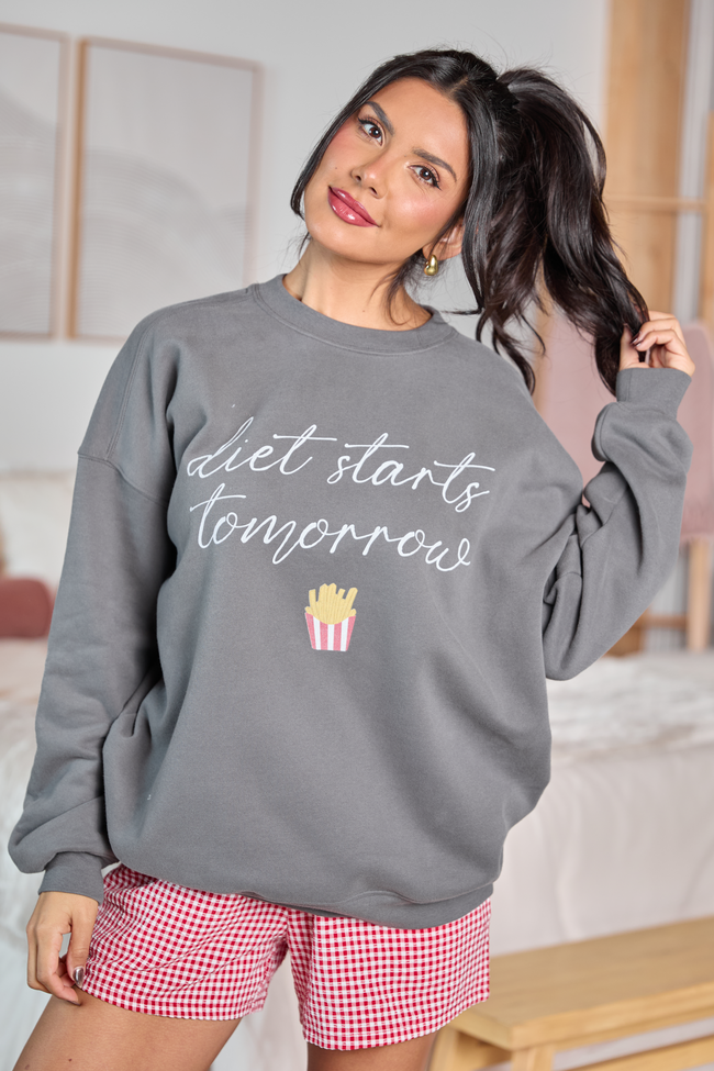 Diet Starts Tomorrow Dark Grey Graphic Sweatshirt
