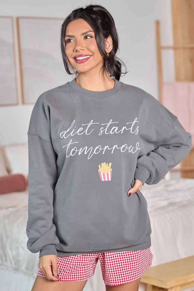 Diet Starts Tomorrow Dark Grey Graphic Sweatshirt