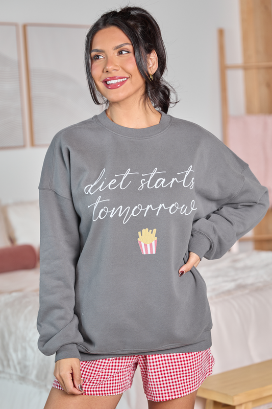 Diet Starts Tomorrow Dark Grey Graphic Sweatshirt