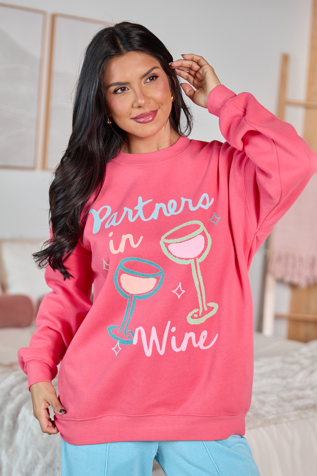 Partners in Wine Light Red Graphic Sweatshirt
