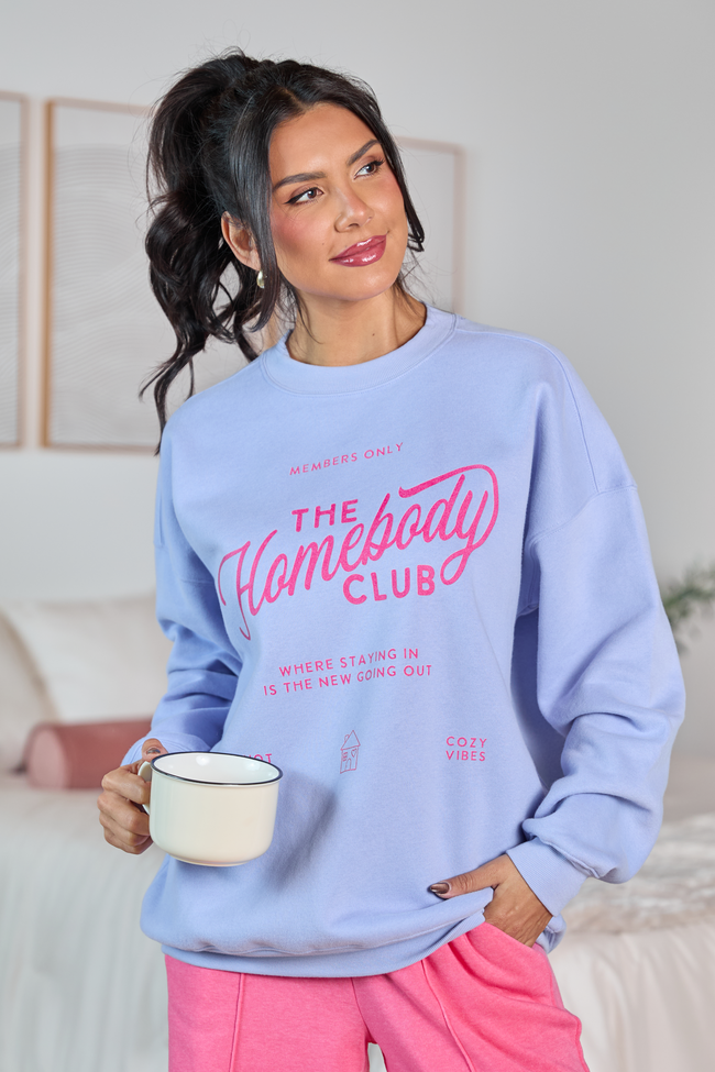 The Homebody Club Periwinkle Graphic Sweatshirt