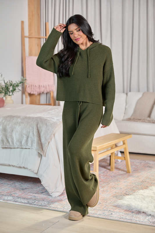 Kitt Olive Hoodie Lounge Sweater