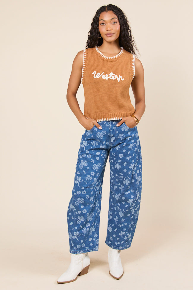 Katie Floral Printed Barrel Jeans