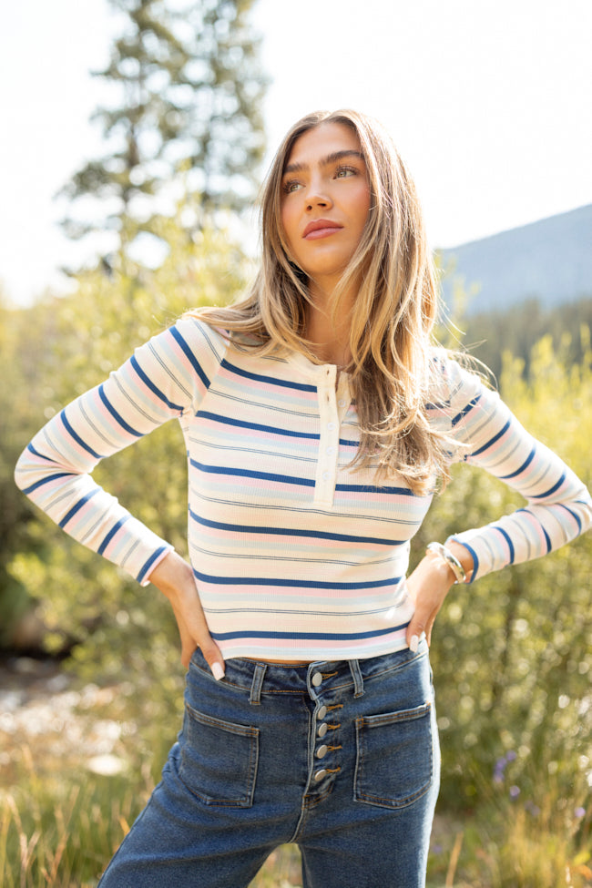 Taryn Multi Stripe Henley FINAL SALE