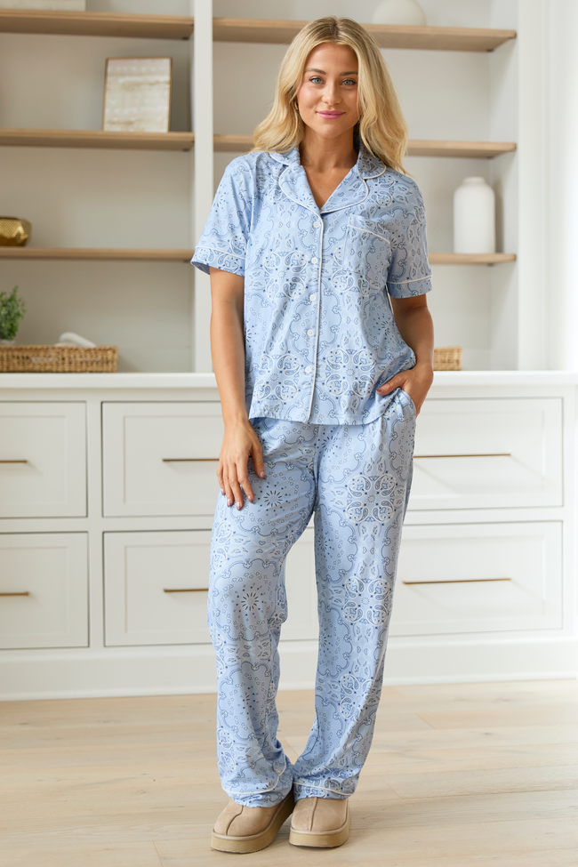 Helena Blue Paisley Pajama Set SALE