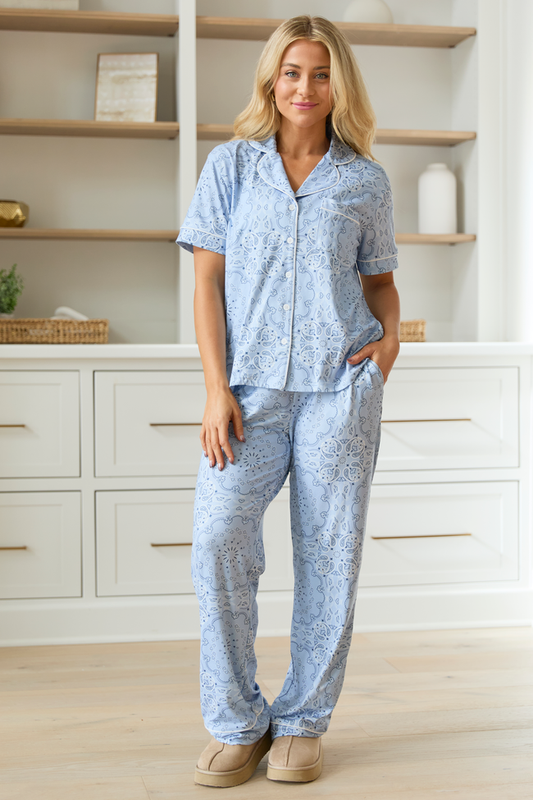 Helena Blue Paisley Pajama Set SALE
