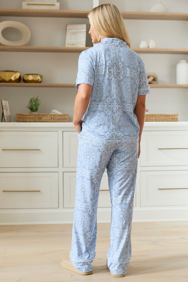 Helena Blue Paisley Pajama Set SALE