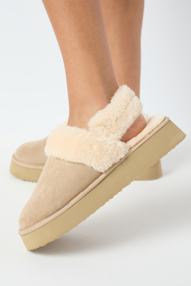 Greer Sand Slingback Platform Slippers SALE
