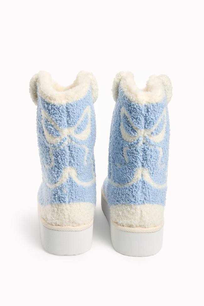 Tyla White Bow Shearling Boot Slippers SALE
