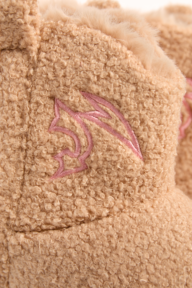 Cooper Tan Flair Stitch Shearling Platform Slippers SALE