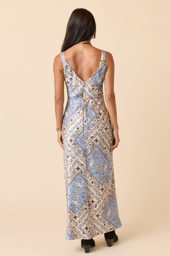 Skylar Blue Paisley Maxi Dress