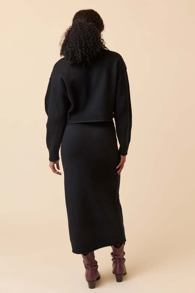 Jamie Black Sweater Turtleneck Skirt Set