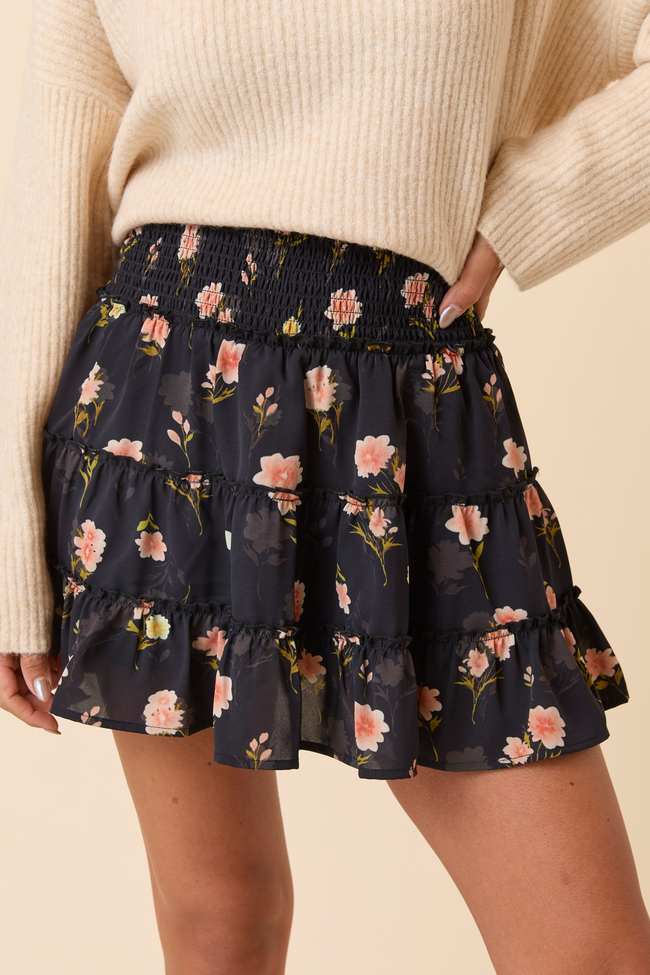Through the Garden Pink Flower Skort