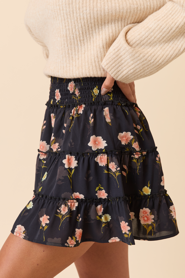 Through the Garden Pink Flower Skort