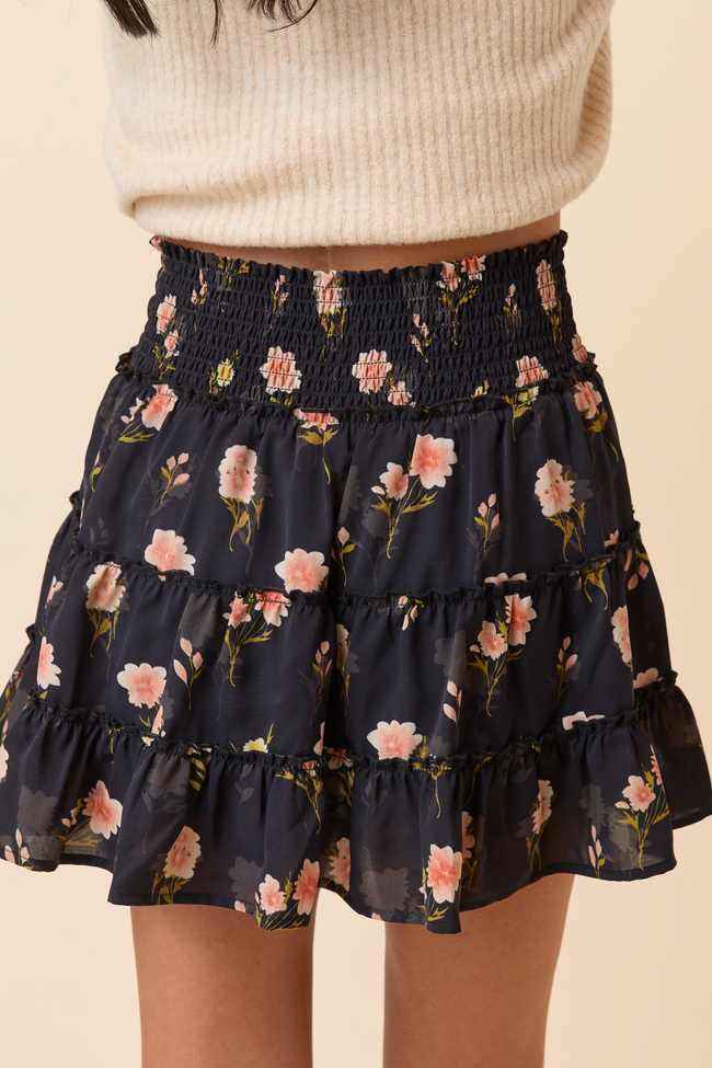 Through the Garden Pink Flower Skort