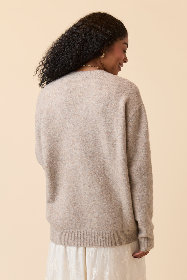 Adalyn Tan Oversized V-Neck Sweater SALE