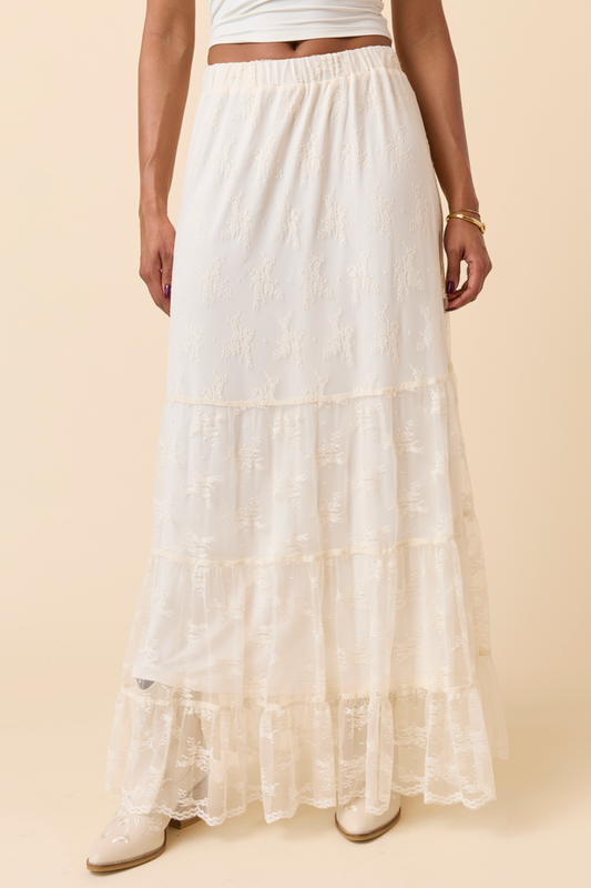 Clementine Ivory Lace Maxi Skirt