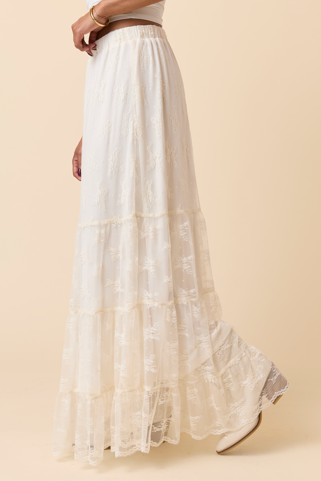 Clementine Ivory Lace Maxi Skirt