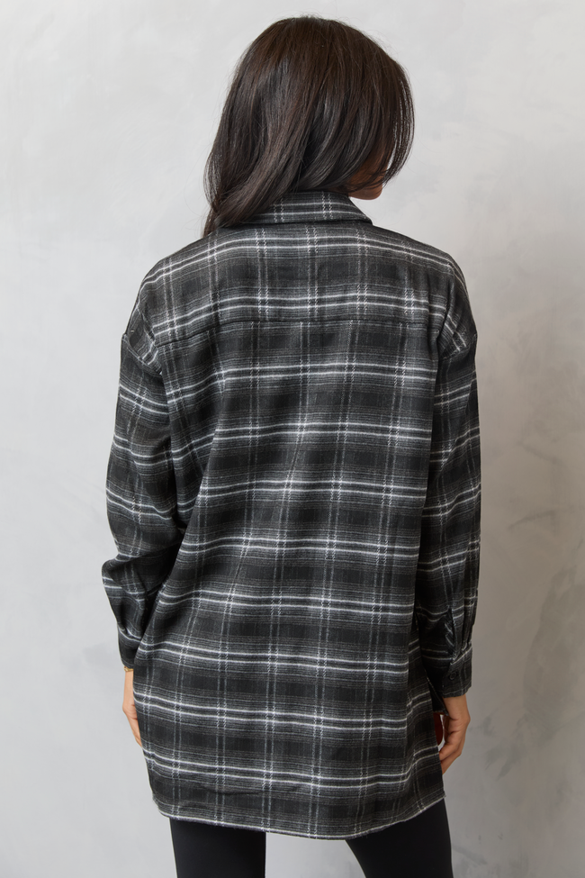 Autumn Black Plaid Flannel Top