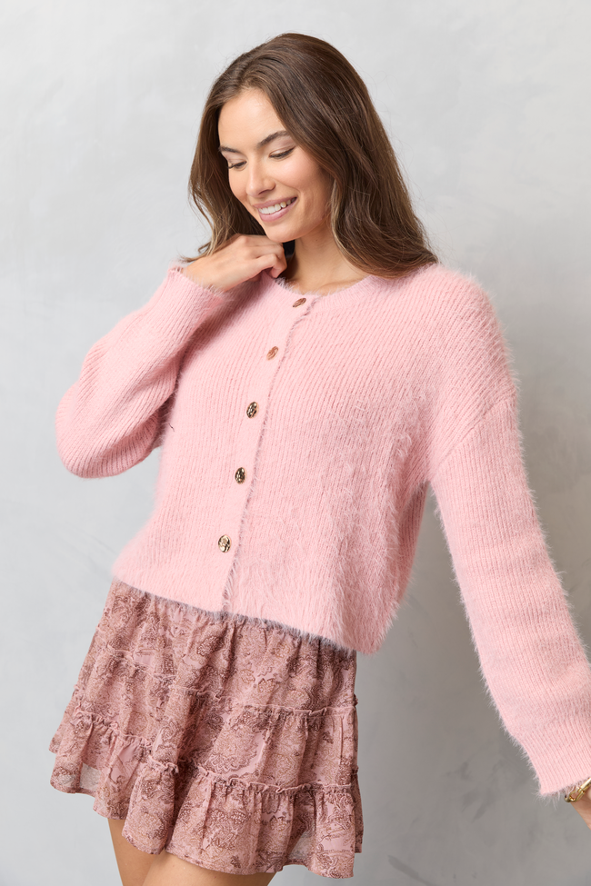 Teddy Pink Fuzzy Cardigan SALE