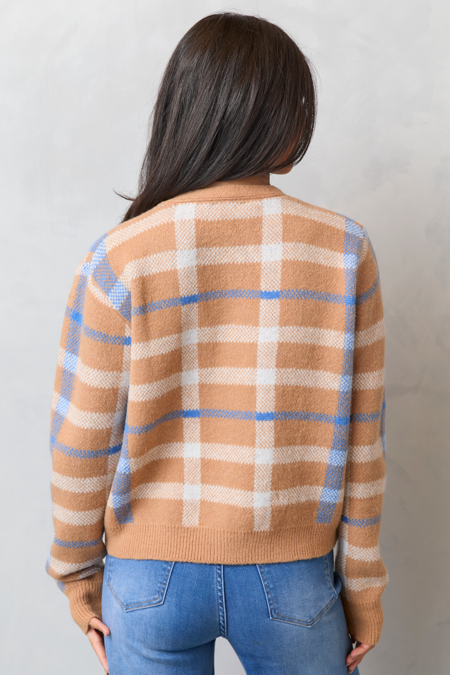 Sheila Brown Multi Plaid Cropped Cardigan SALE