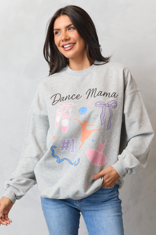 Dance Mama Icons Light Grey Graphic Sweatshirt
