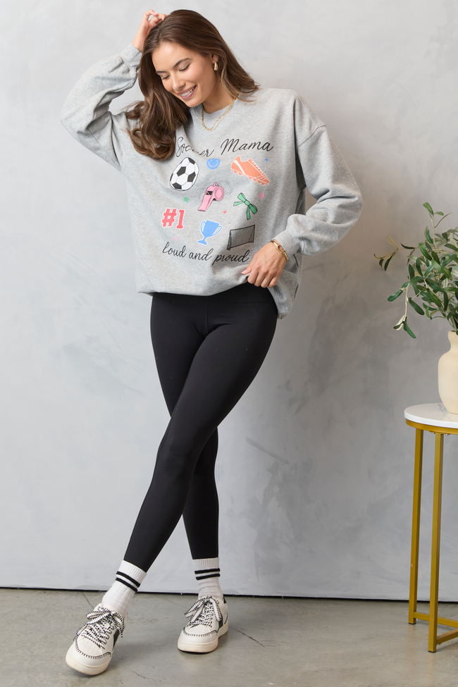 Soccer Mama Icons Light Grey Graphic Sweatshirt