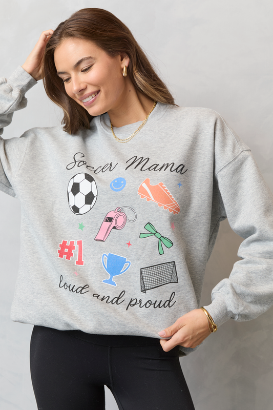 Soccer Mama Icons Light Grey Graphic Sweatshirt