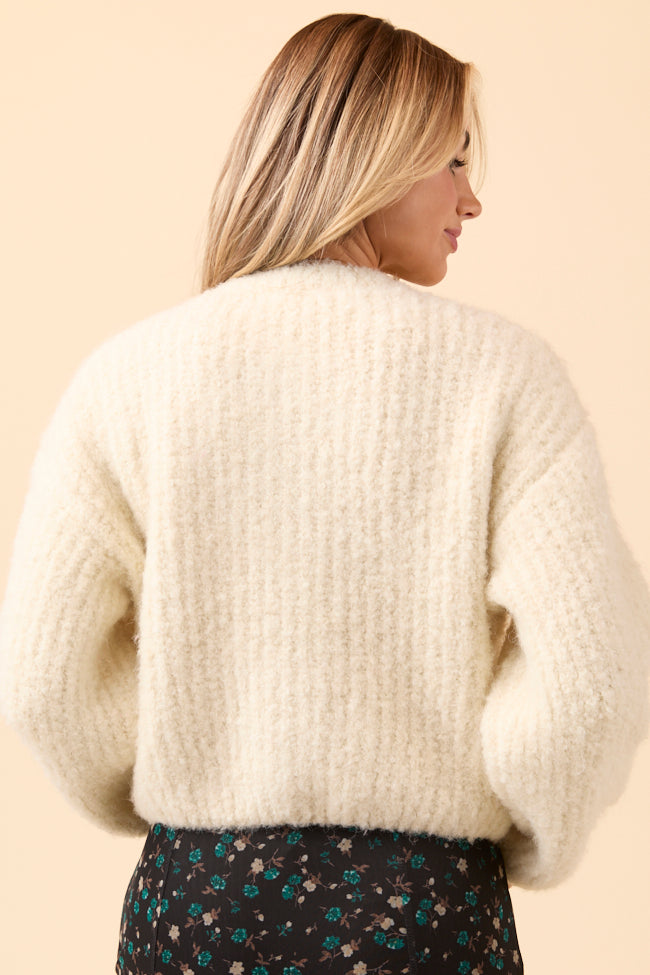 Taye Ivory Chunky Boucle Cardigan