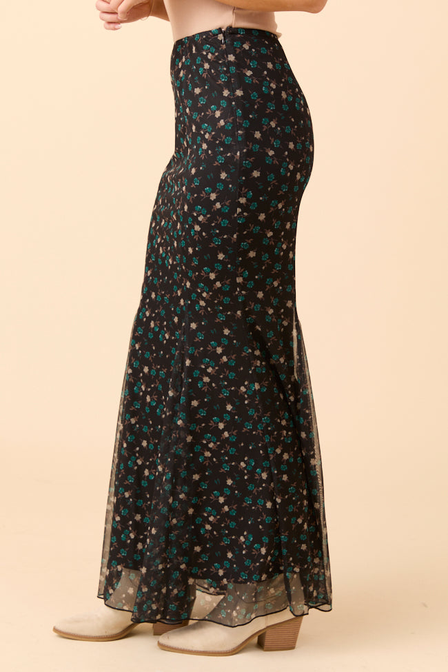 Anna Marie Black Multi Floral Knit Maxi Skirt
