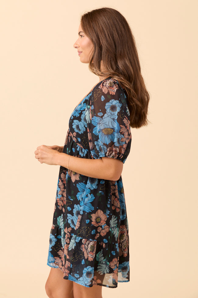 Blakely Blue Floral Mini Dress